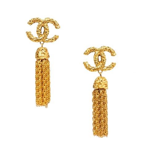 tassel gold earrings chanel|Chanel earrings size guide.